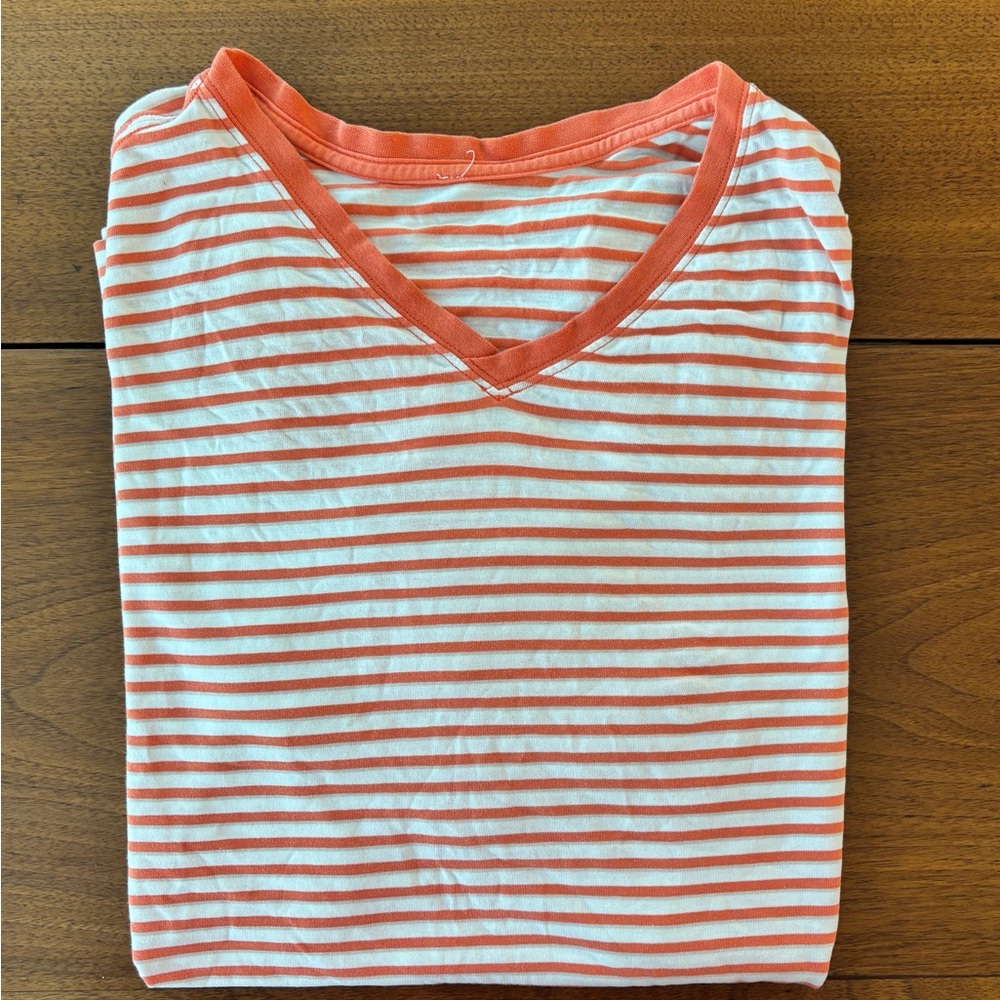 lululemon athletica Orange and White Striped Short Sleeve Tee